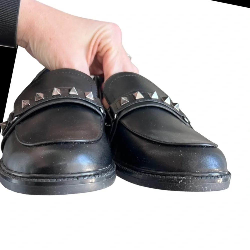 Marc Fisher - Cancia Black Studded Loafers Sz 9.5